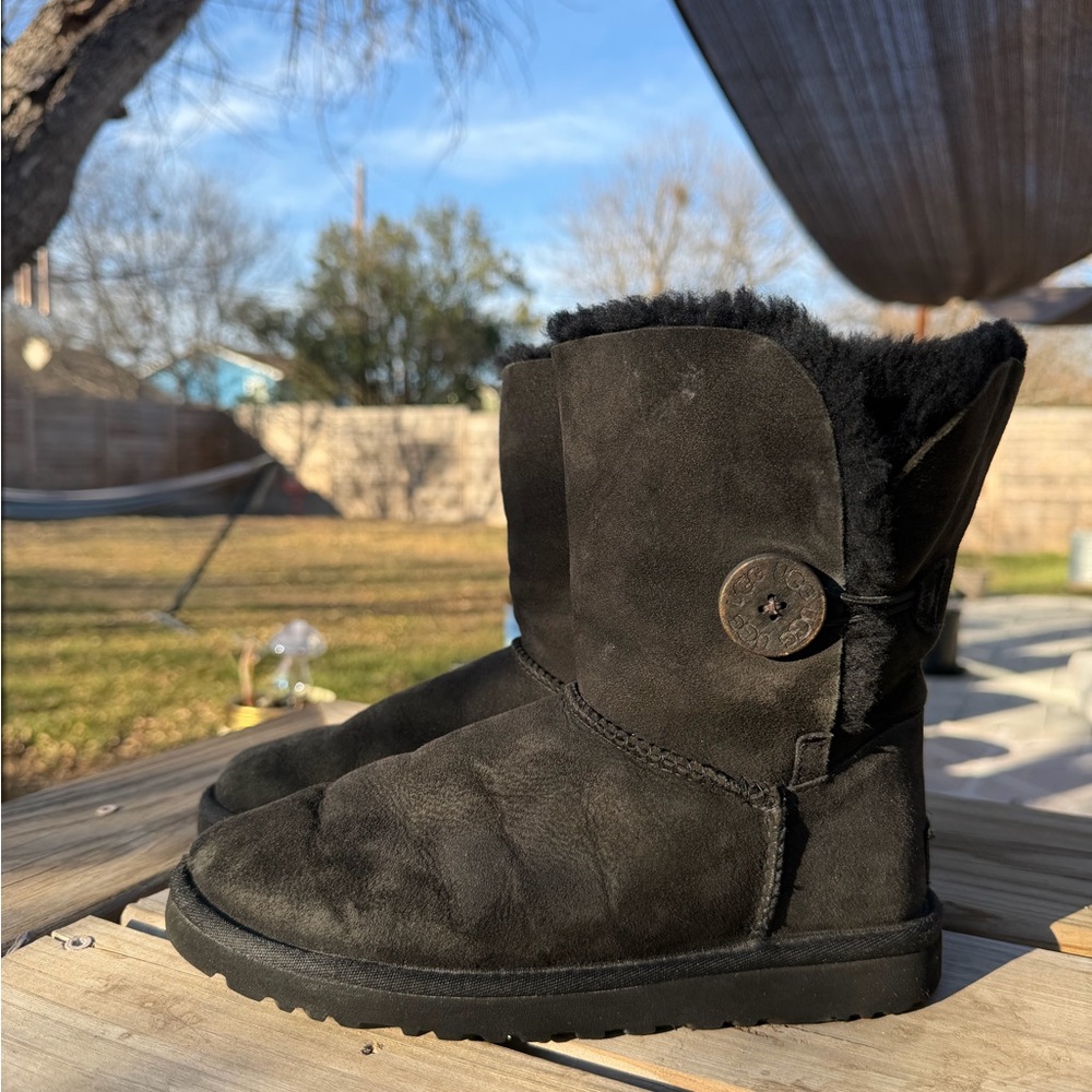 Black Suede Shearling UGG Boots